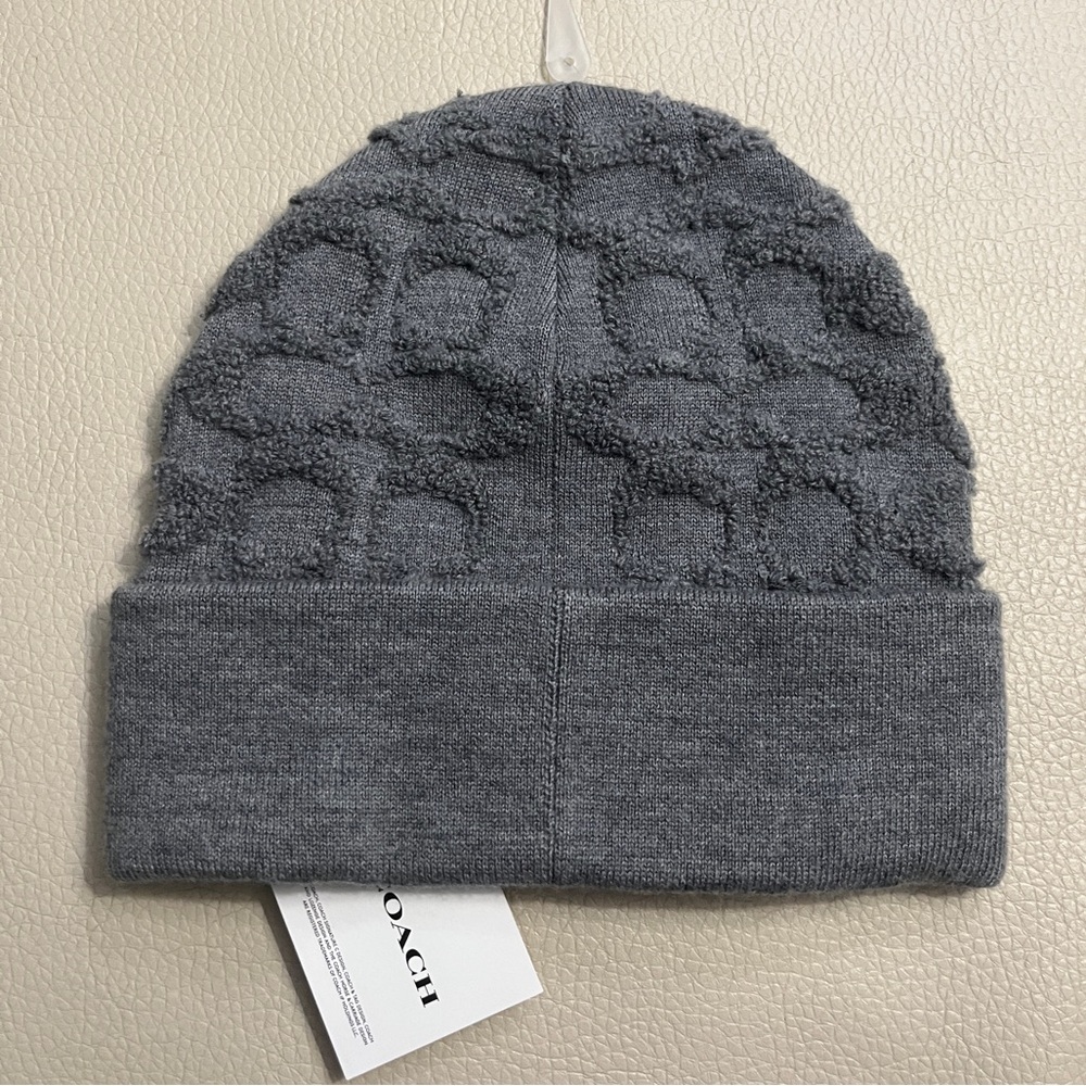 NWT - Coach Adult 100% Wool Terry C Logo Beanie